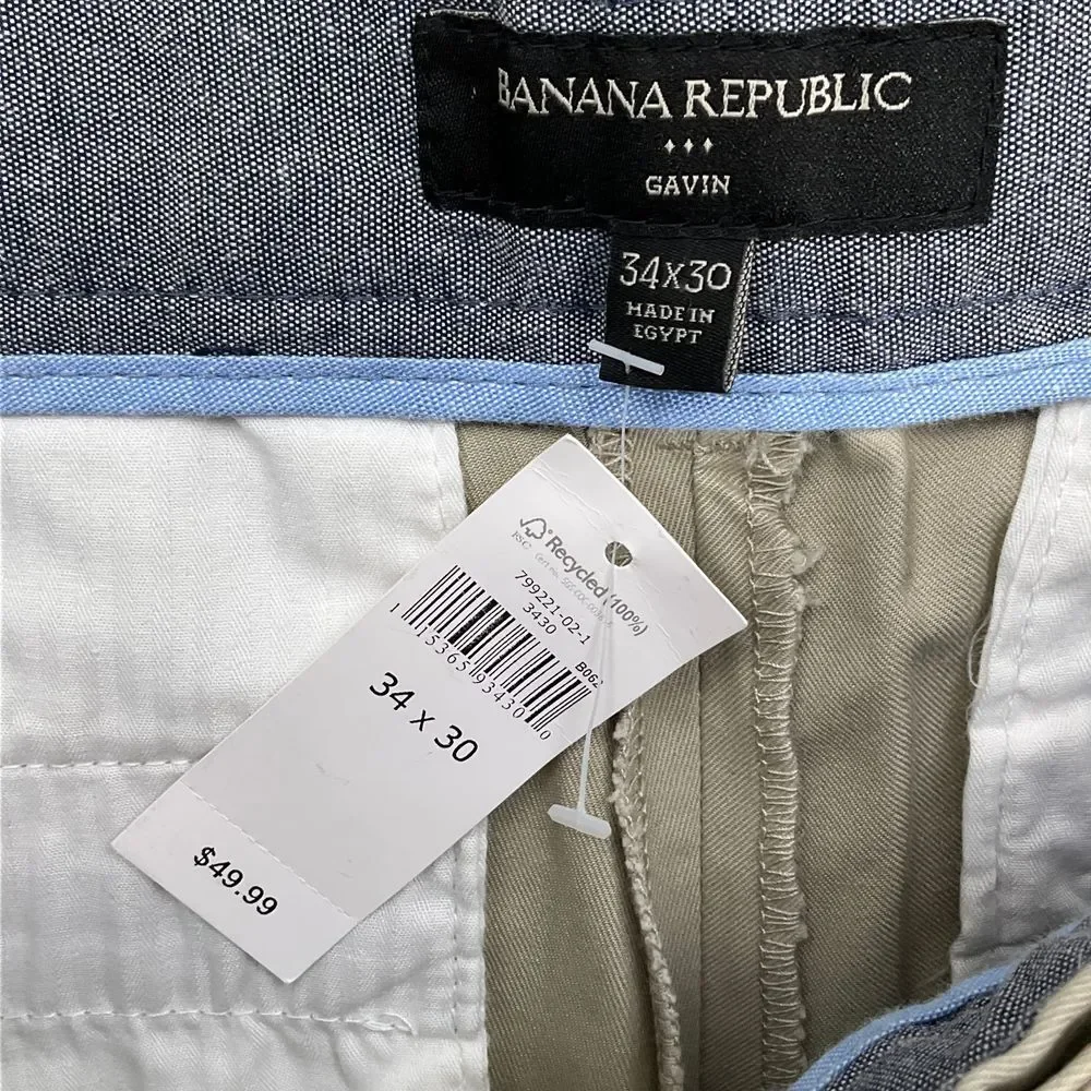 Banana Republic Pants Men‎ 34W 30L Khaki Gavin Chino Straight Fit Classic Cotton